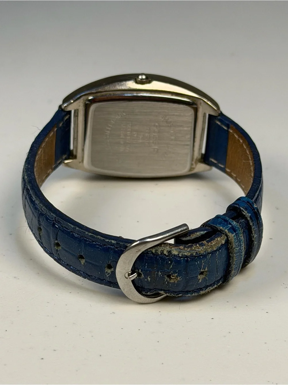 Gossip Women’s Quartz Watch White Dial Blue Faux Leather Strap 33mm Runs